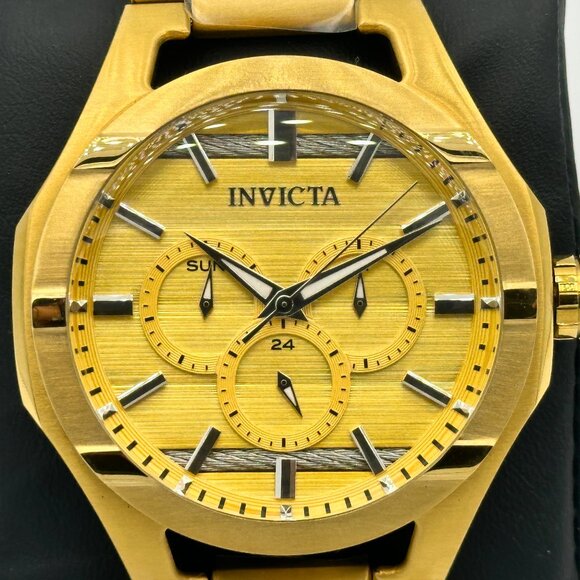 BRAND NEW Invicta Mens Bolt 48mm Gold Dial 22k Gold Tone Stainless Steel Watch - Picture 2 of 9